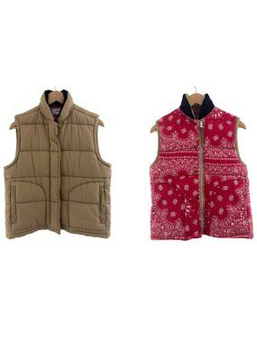 Xirena Reversible Hunter Soft Puffer Vest Yucca Red Bandana Size S Pockets